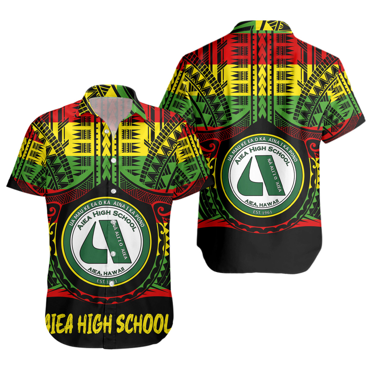 Hawaii Short Sleeve Shirt ʻAiea High School Reggae Color Polynesian
