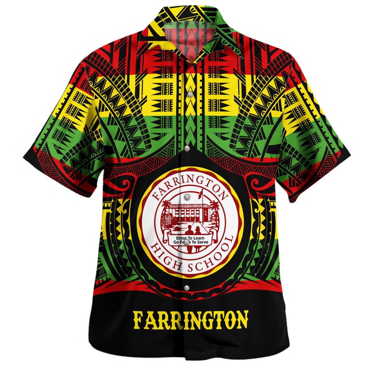 Hawaii Hawaiian Shirt Farrington High School Reggae Color Polynesian