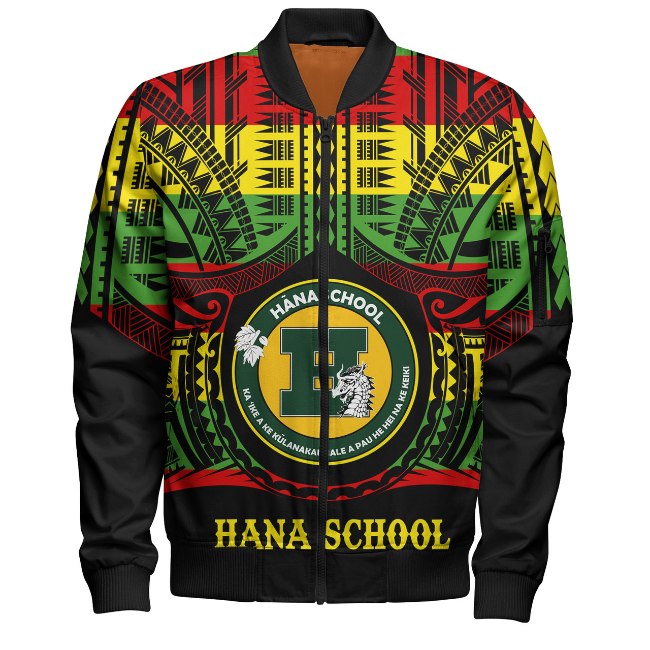 Hawaii Bomber Jacket Hana High and Elementary School Reggae Color Polynesian
