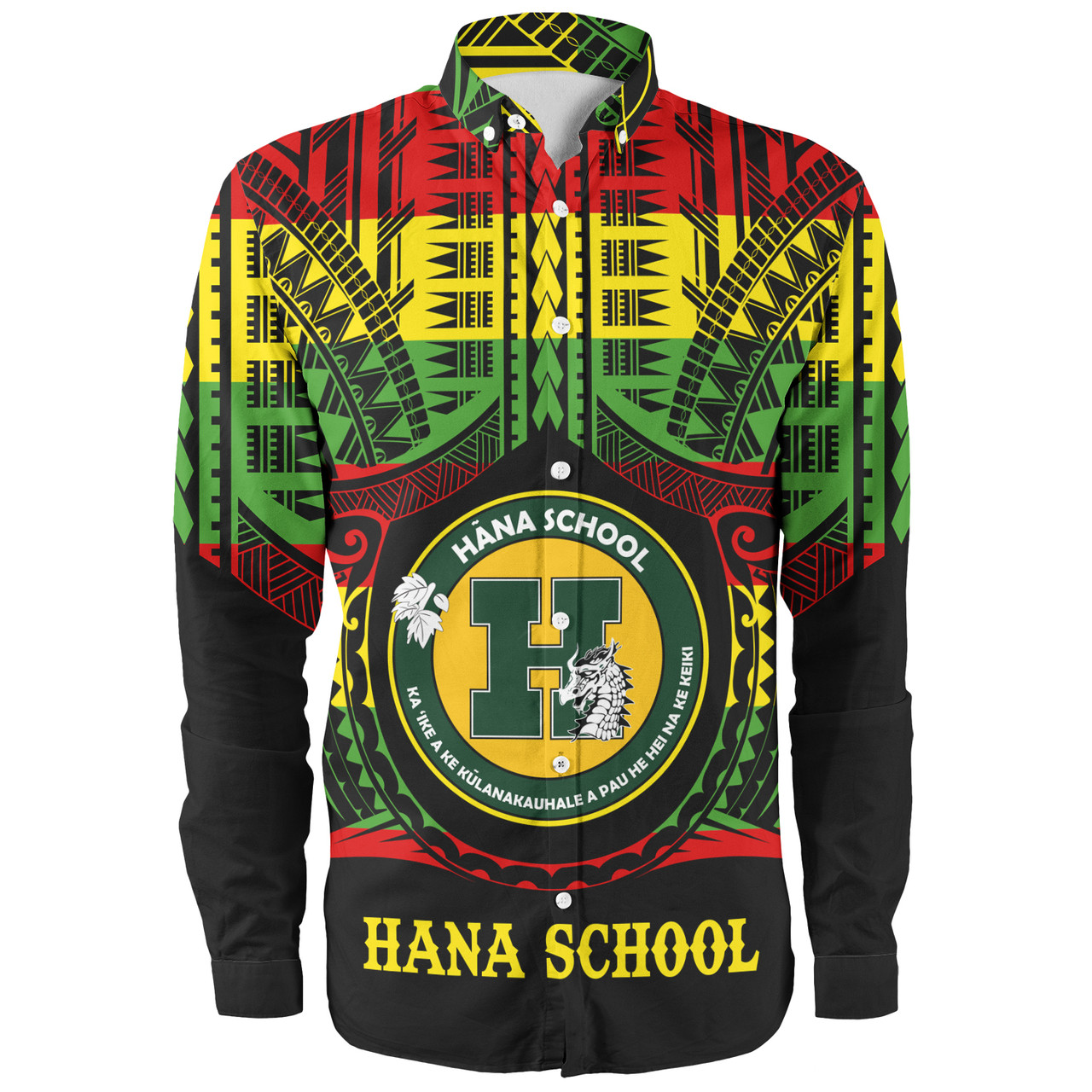 Hawaii Long Sleeve Shirt Hana High and Elementary School Reggae Color Polynesian