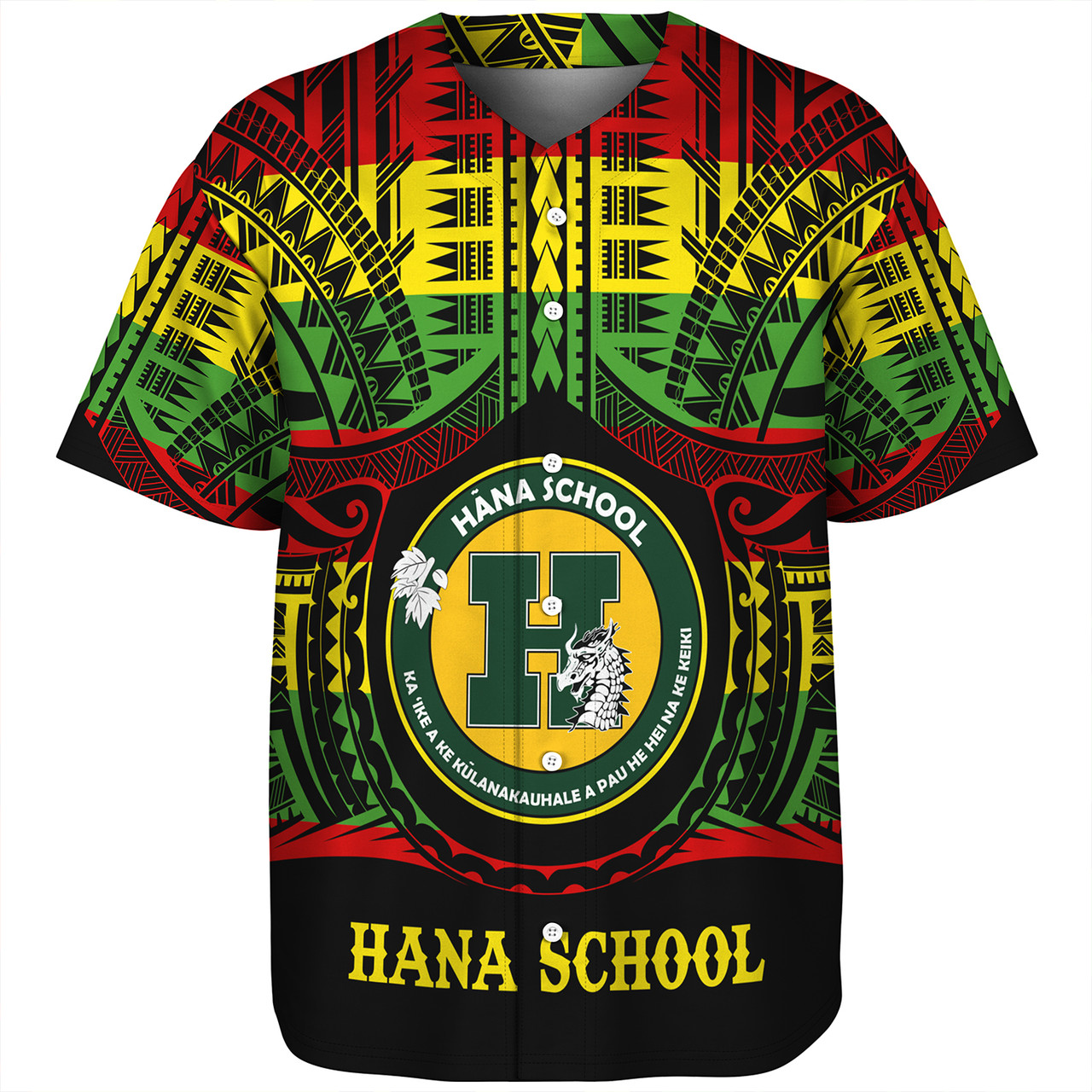 Hawaii Baseball Shirt Hana High and Elementary School Reggae Color Polynesian