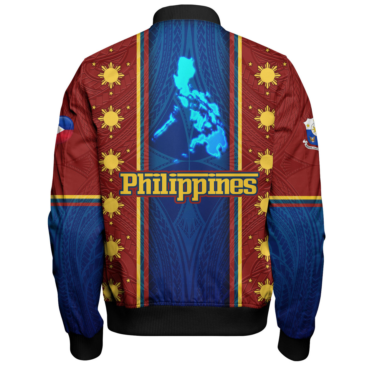 Philippines Filipinos Custom Personalised Bomber Jacket Tribal Sun Traditional Patterns