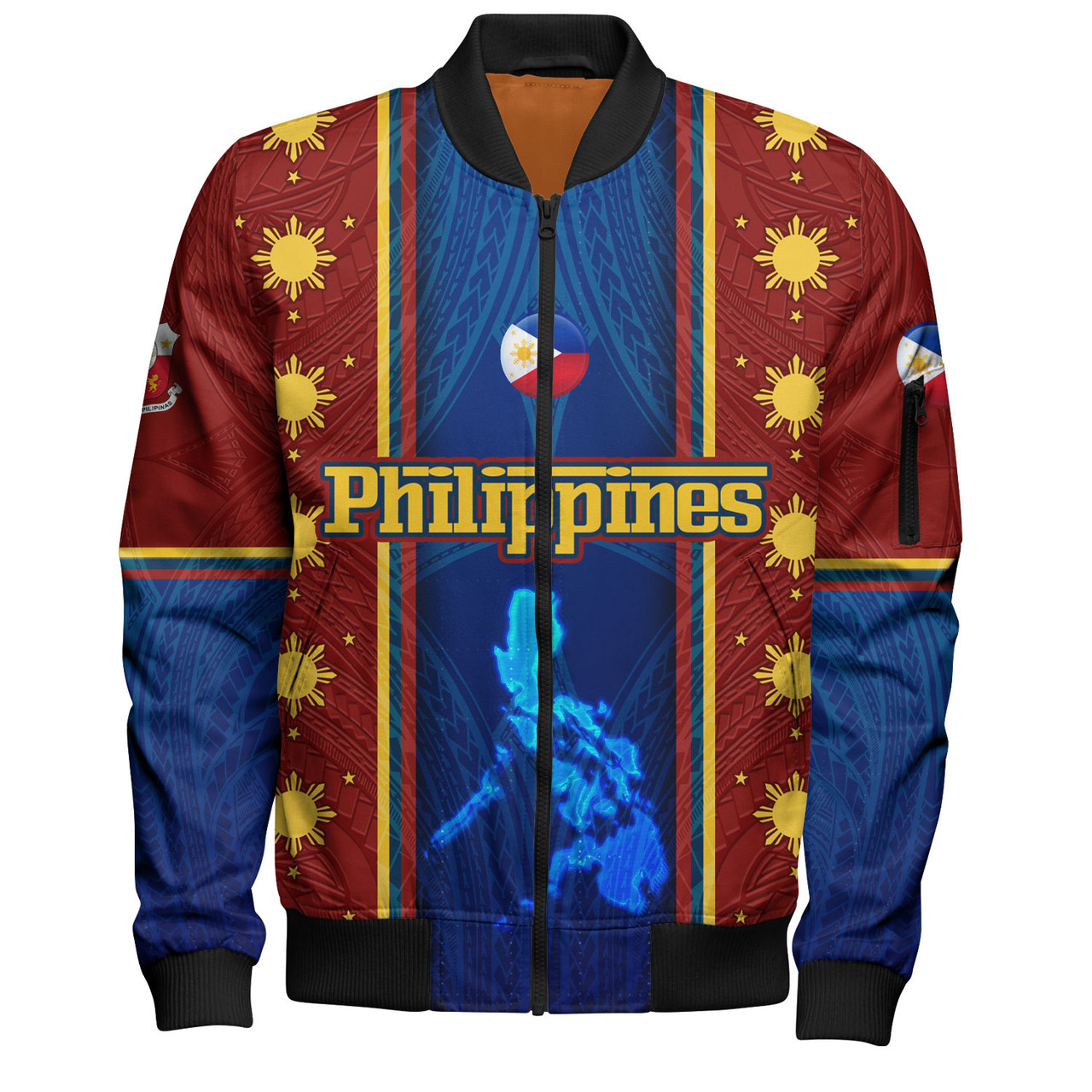 Philippines Filipinos Custom Personalised Bomber Jacket Tribal Sun Traditional Patterns