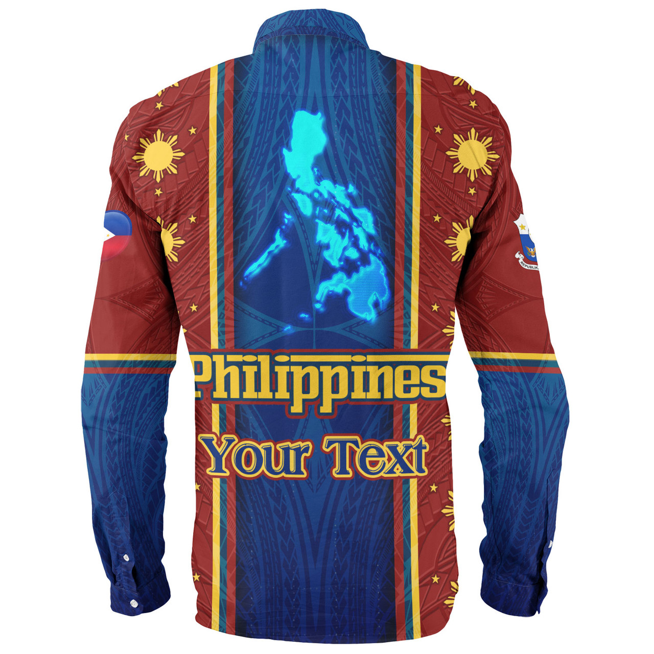 Philippines Filipinos Custom Personalised Long Sleeve Shirt Tribal Sun Traditional Patterns