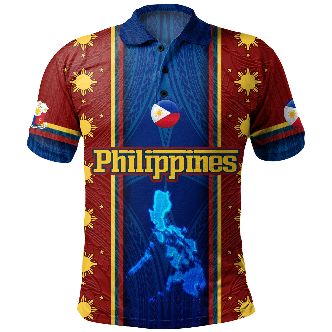 Philippines Filipinos Custom Personalised Polo Shirt Tribal Sun Traditional Patterns