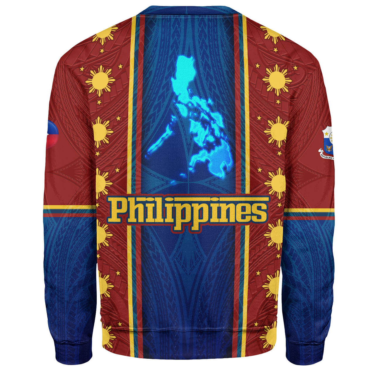 Philippines Filipinos Custom Personalised Sweatshirt Tribal Sun Traditional Patterns