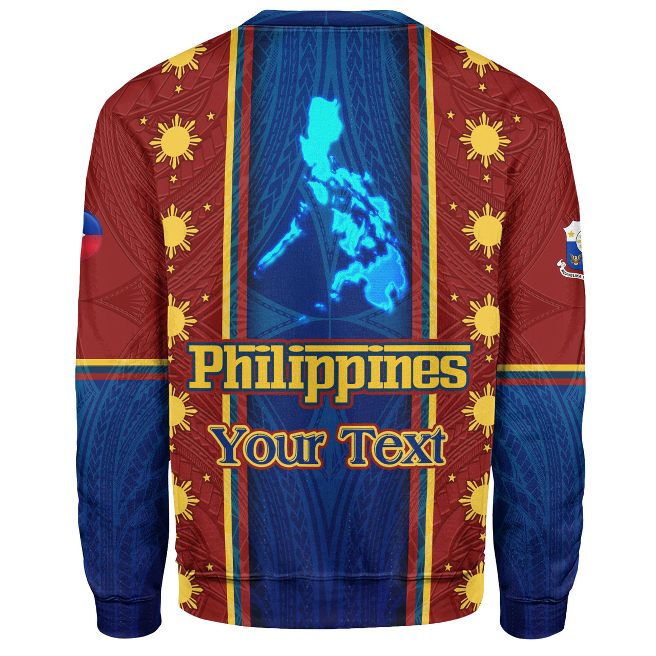 Philippines Filipinos Custom Personalised Sweatshirt Tribal Sun Traditional Patterns