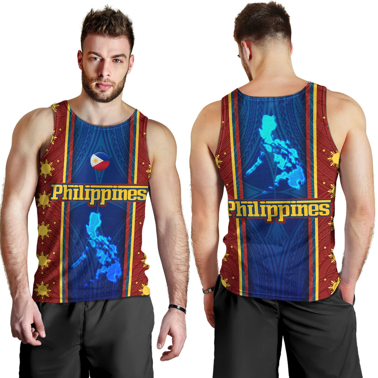 Philippines Filipinos Custom Personalised Tank Top Tribal Sun Traditional Patterns