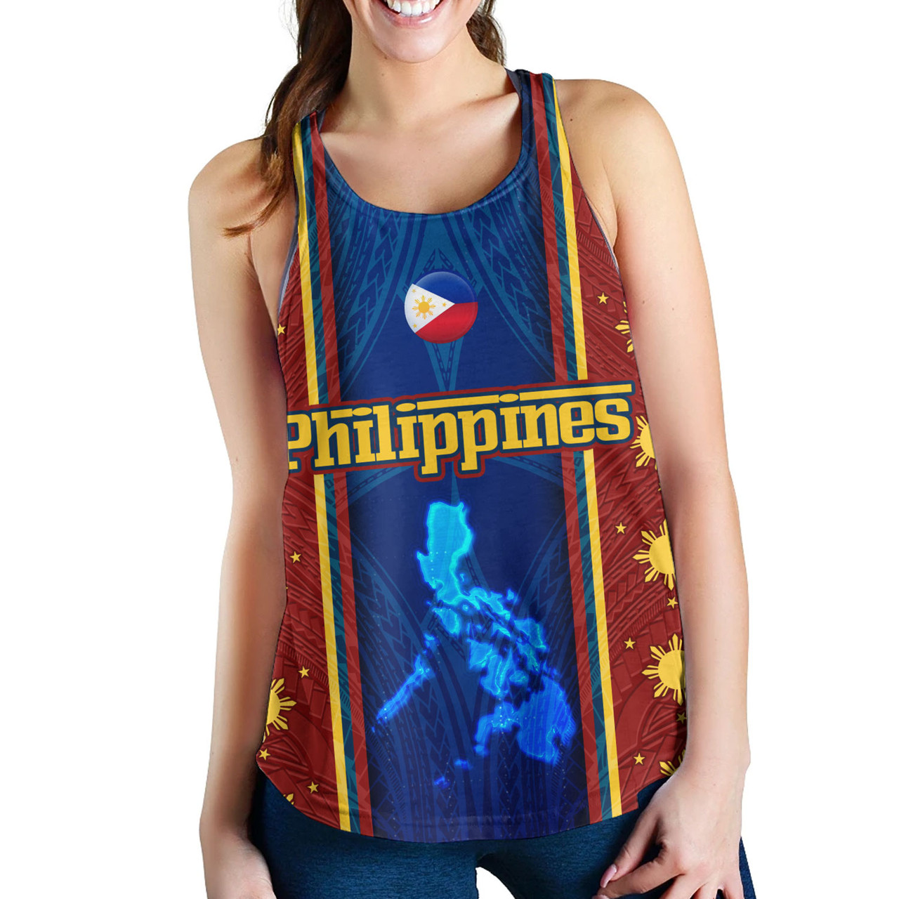 Philippines Filipinos Custom Personalised Women Tank Tribal Sun Traditional Patterns