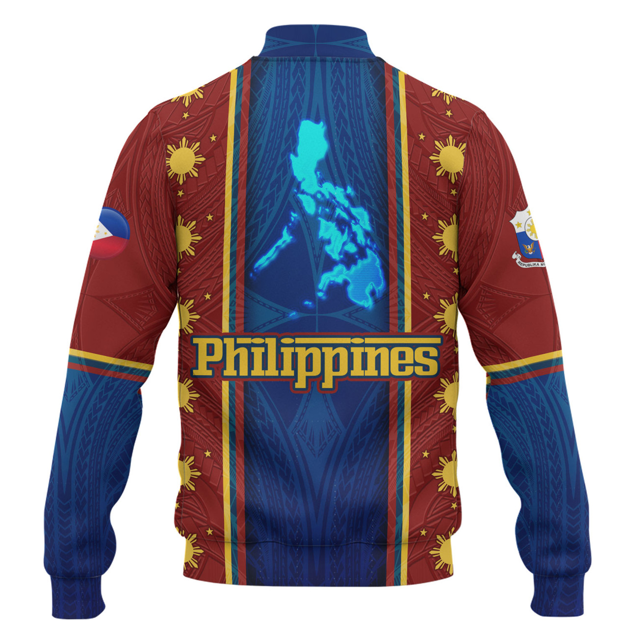 Philippines Filipinos Custom Personalised Baseball Jacket Tribal Sun Traditional Patterns