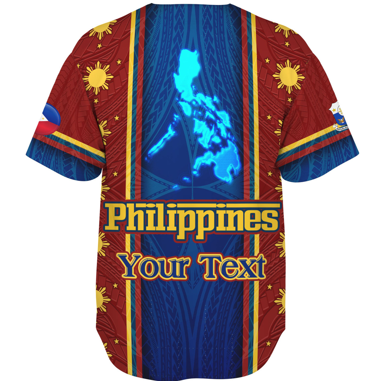 Philippines Filipinos Custom Personalised Baseball Shirt Tribal Sun Traditional Patterns