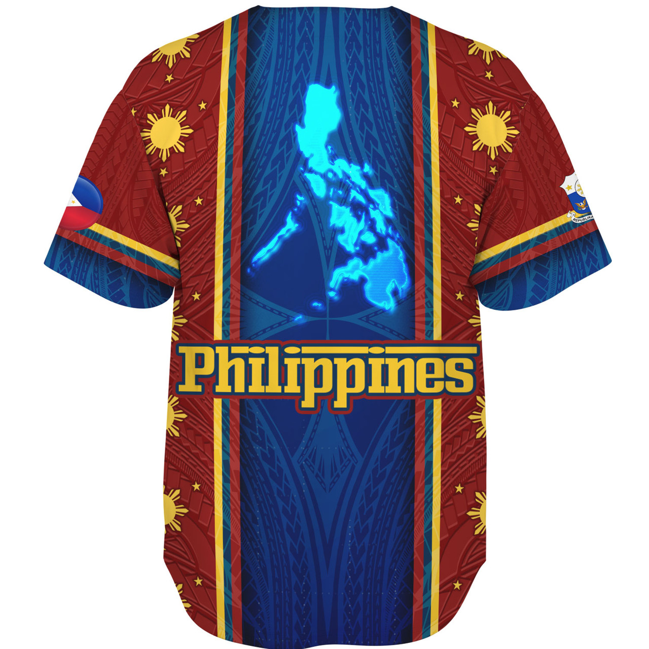 Philippines Filipinos Custom Personalised Baseball Shirt Tribal Sun Traditional Patterns