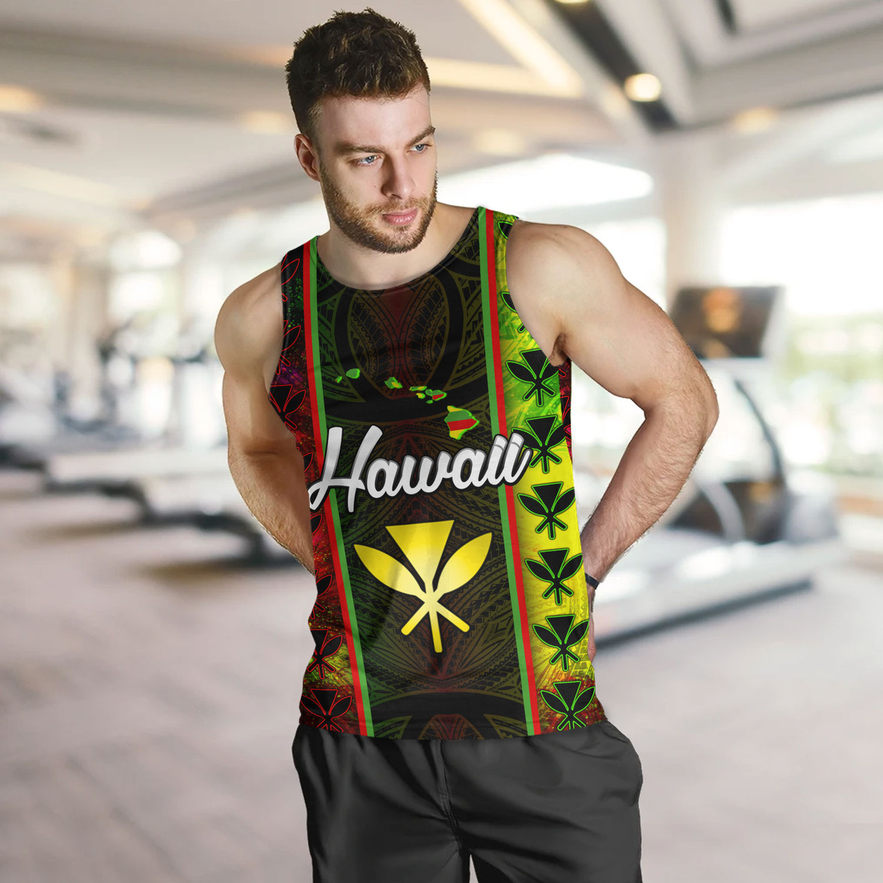 Hawaii Custom Personalised Tank Top Kanakamaoli Flag With Map Traditional Patterns