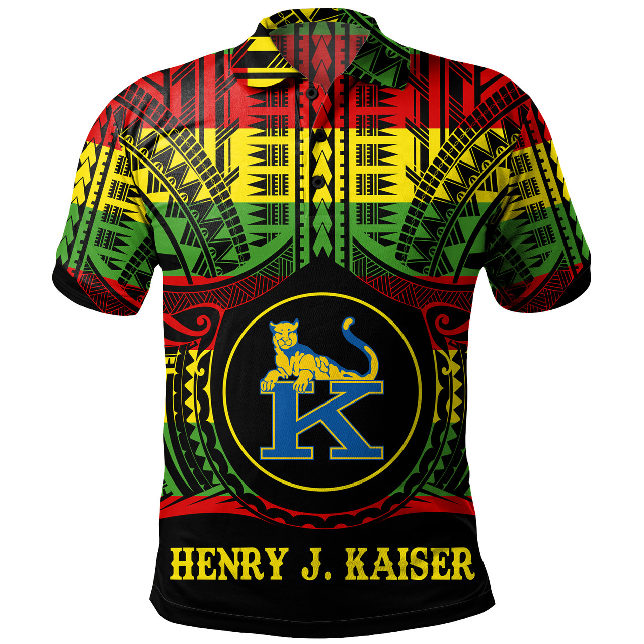 Hawaii Polo Shirt Henry J. Kaiser High School Reggae Color Polynesian