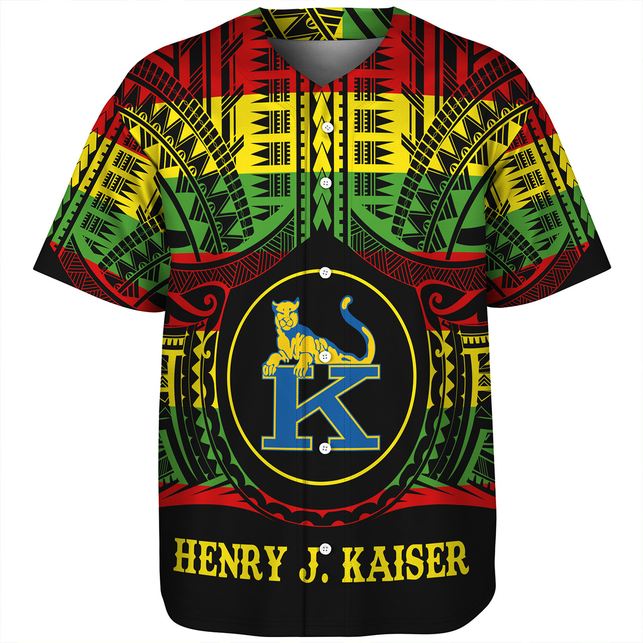 Hawaii Baseball Shirt Henry J. Kaiser High School Reggae Color Polynesian