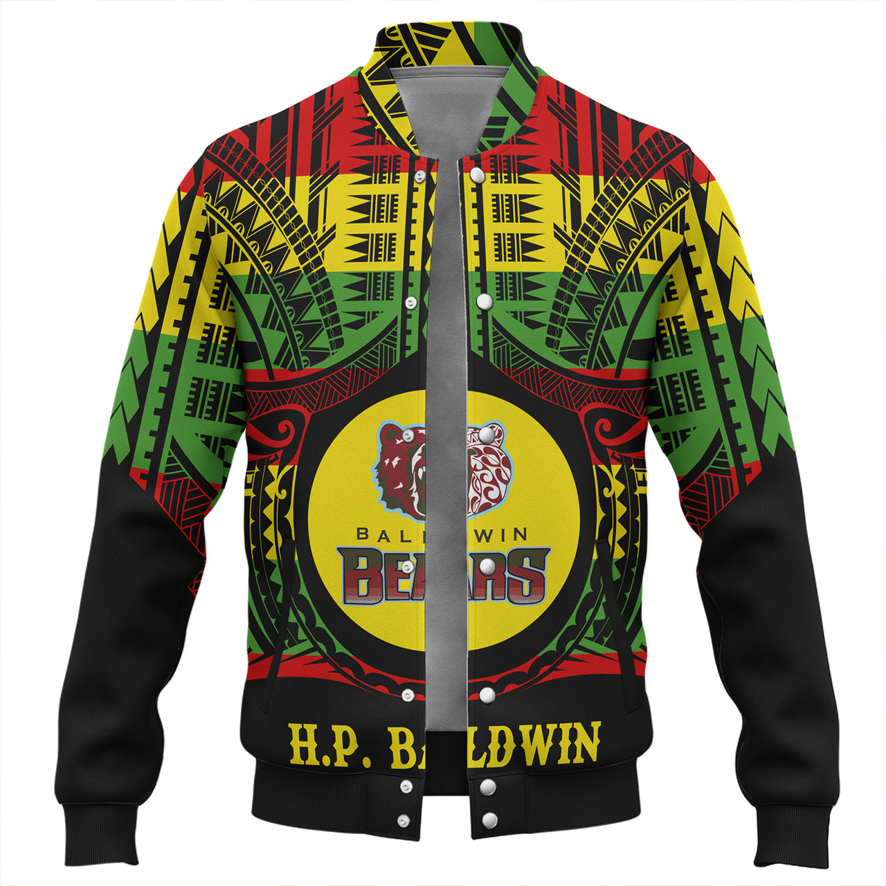 Hawaii Baseball Jacket Henry Perrine Baldwin High School Reggae Color Polynesian