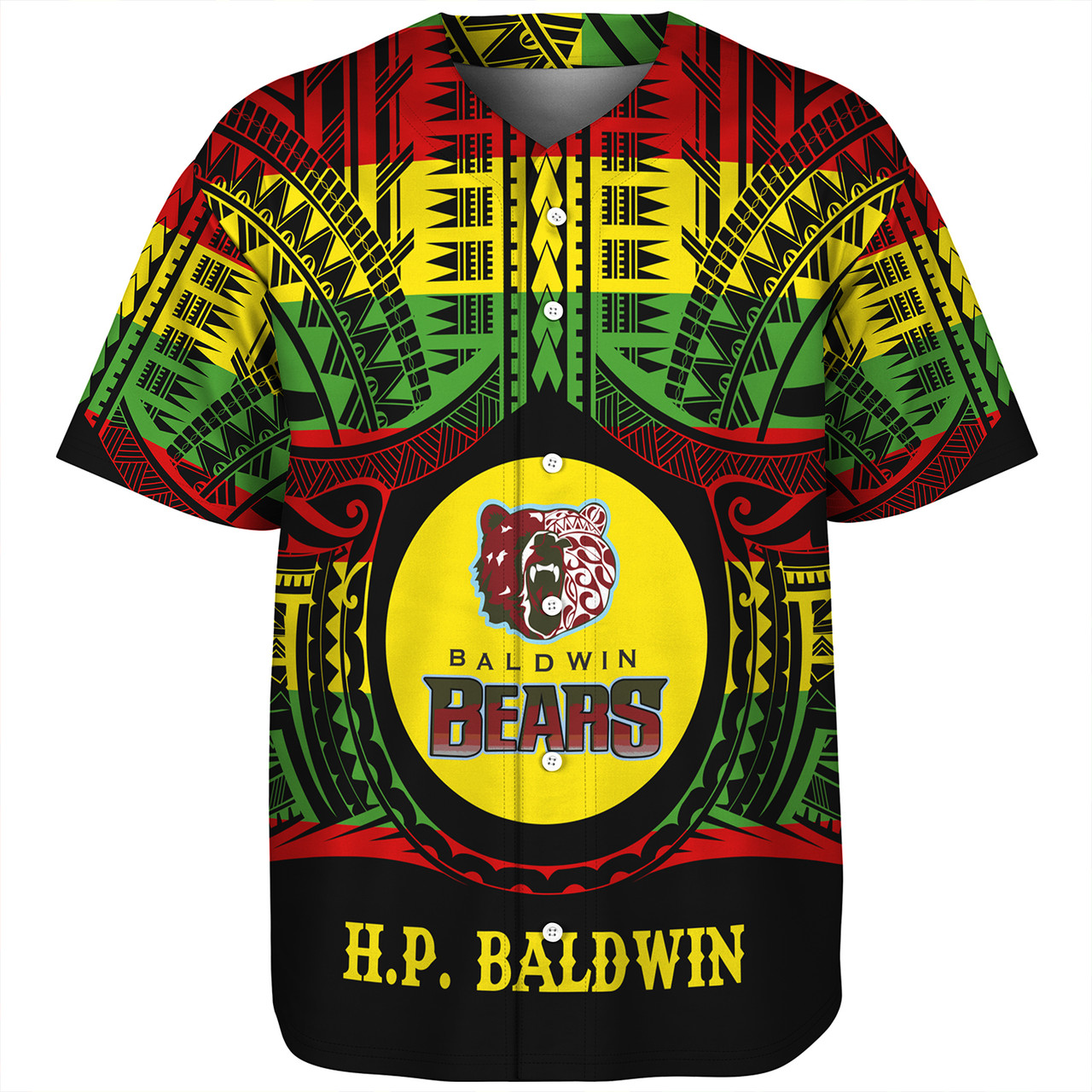Hawaii Baseball Shirt Henry Perrine Baldwin High School Reggae Color Polynesian