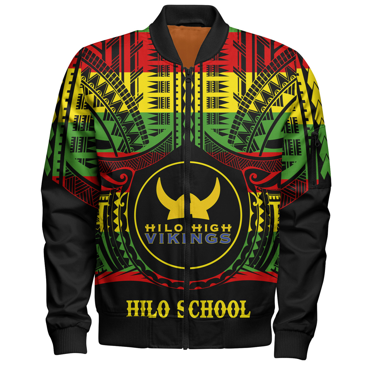 Hawaii Bomber Jacket Hilo High School Reggae Color Polynesian