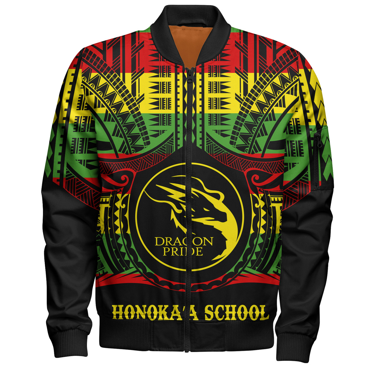 Hawaii Bomber Jacket Honokaʻa High & Intermediate School Reggae Color Polynesian