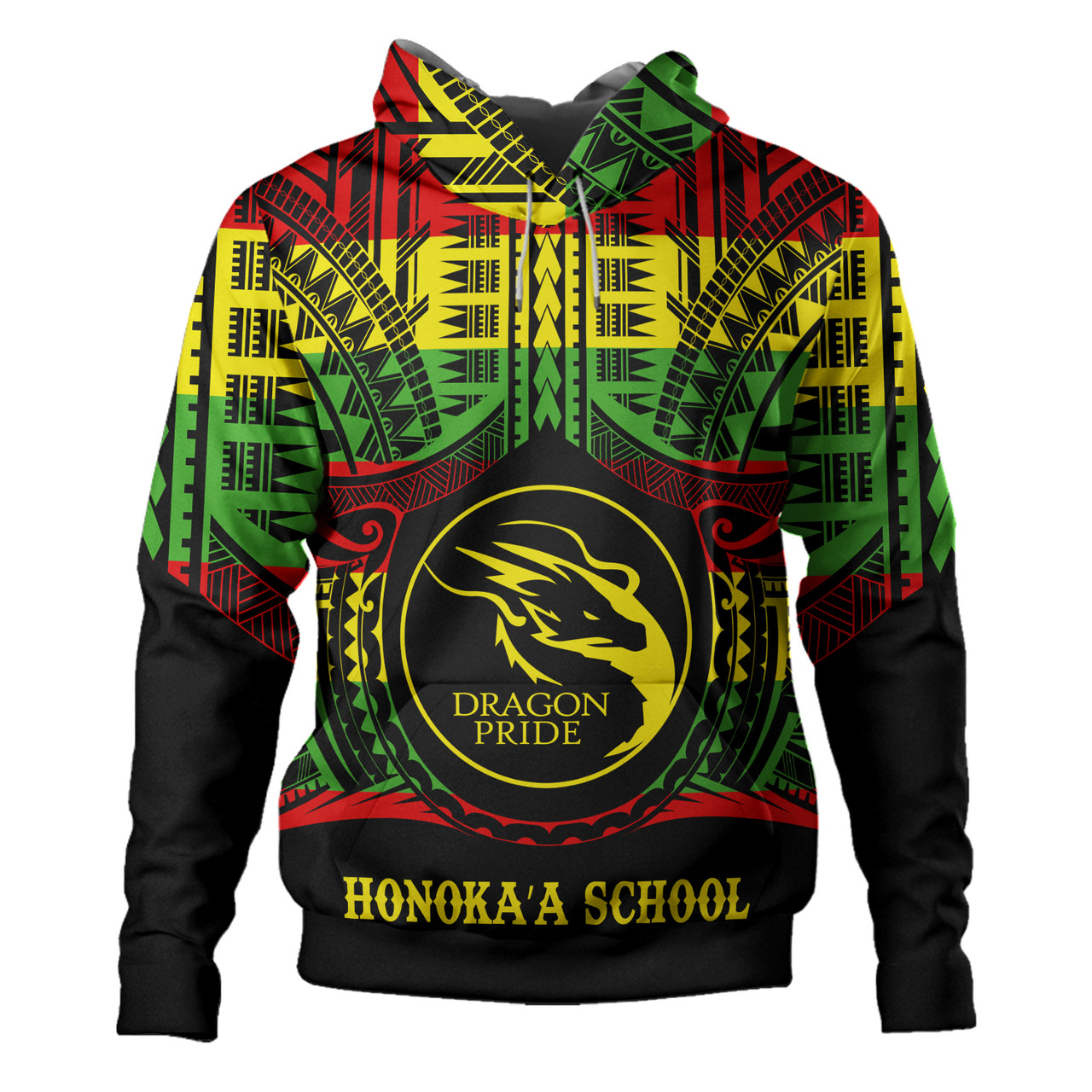 Hawaii Hoodie Honokaʻa High & Intermediate School Reggae Color Polynesian