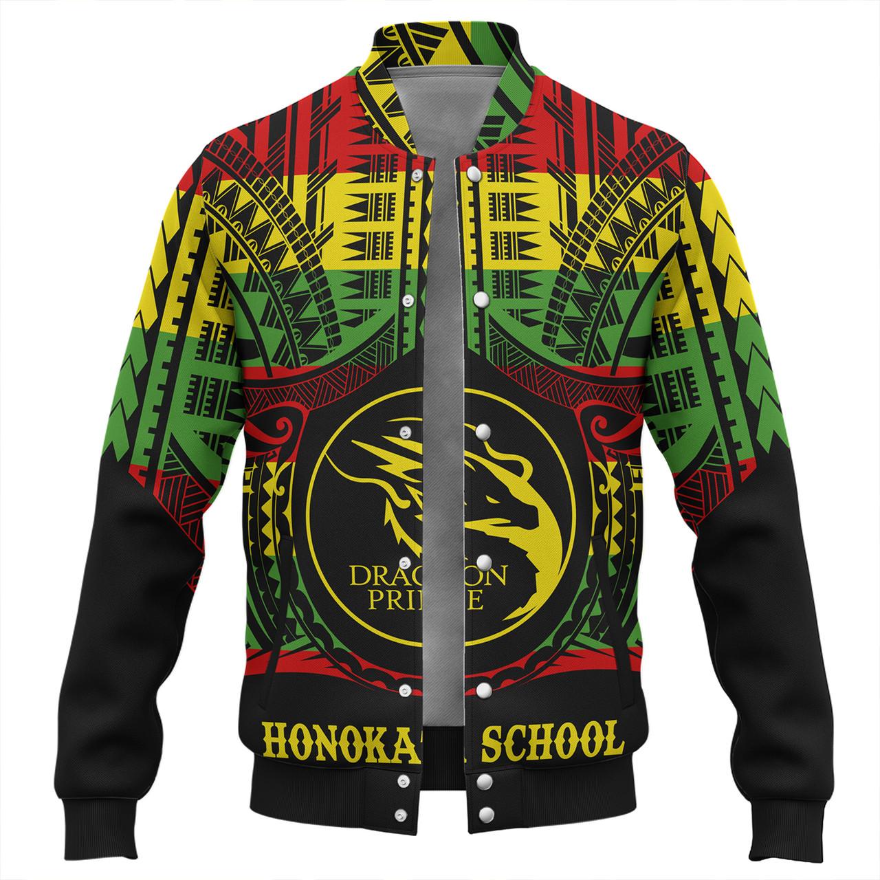 Hawaii Baseball Jacket Honokaʻa High & Intermediate School Reggae Color Polynesian