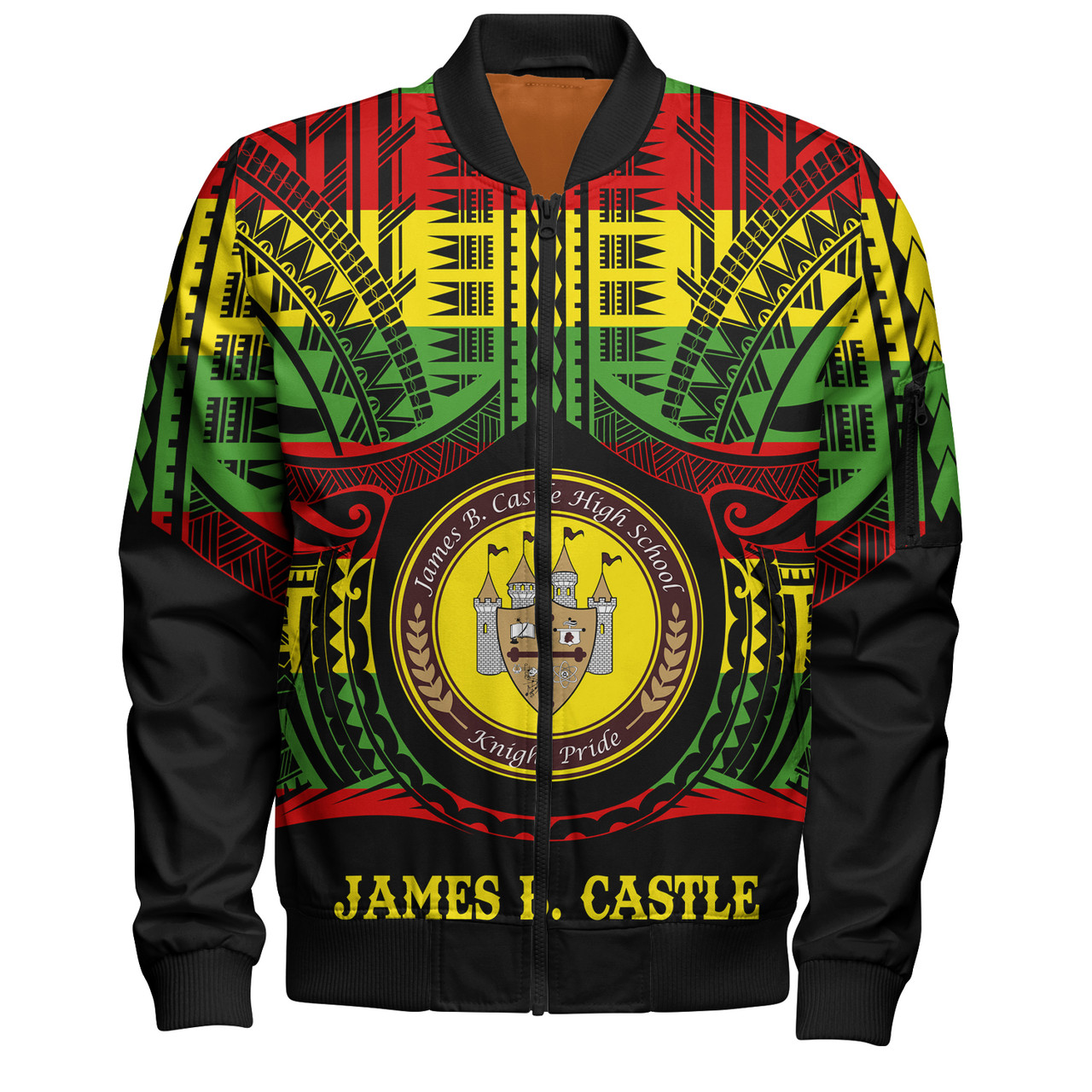 Hawaii Bomber Jacket James B. Castle High School Reggae Color Polynesian