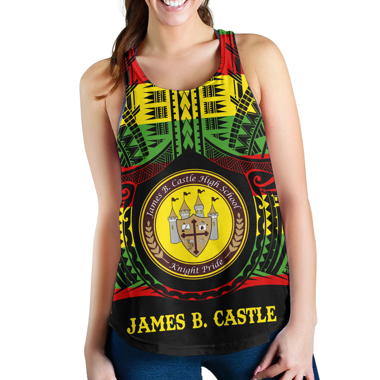 Hawaii Women Tank James B. Castle High School Reggae Color Polynesian