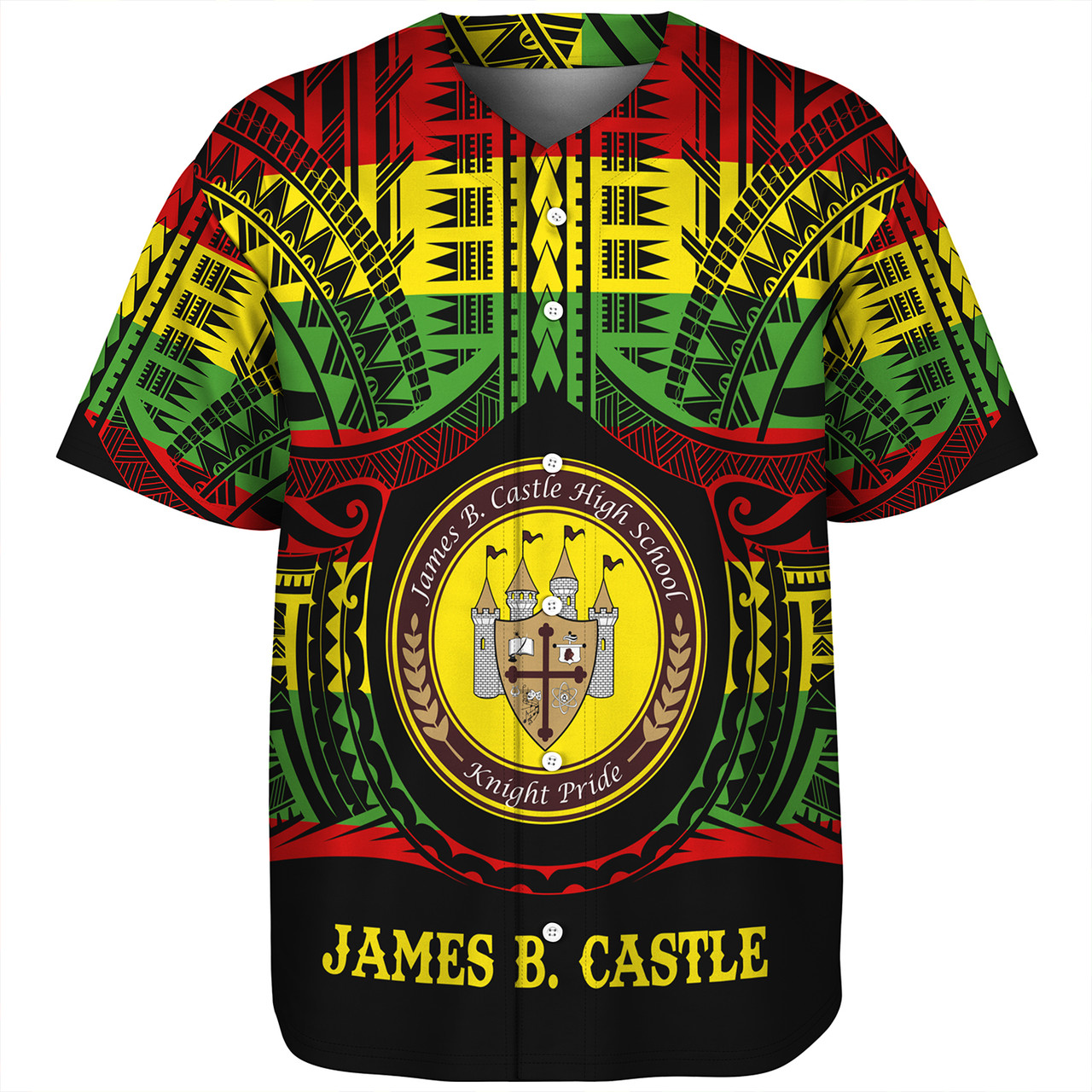 Hawaii Baseball Shirt James B. Castle High School Reggae Color Polynesian