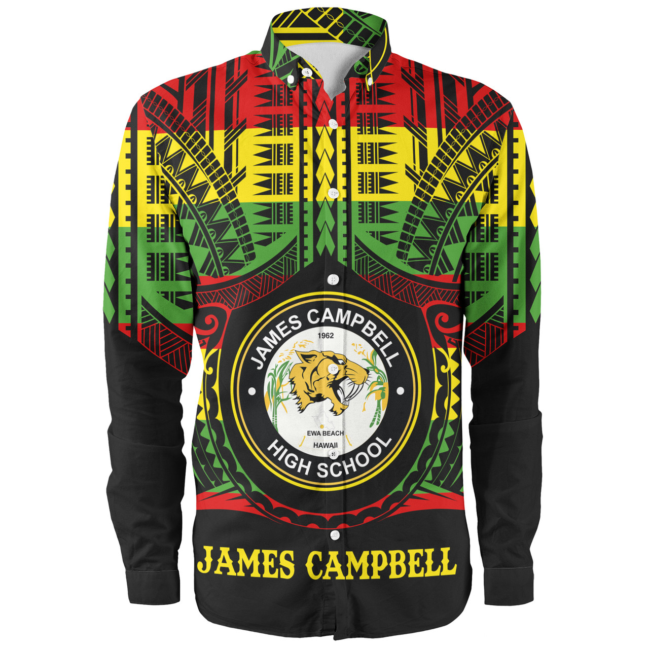 Hawaii Long Sleeve Shirt James Campbell High School Reggae Color Polynesian