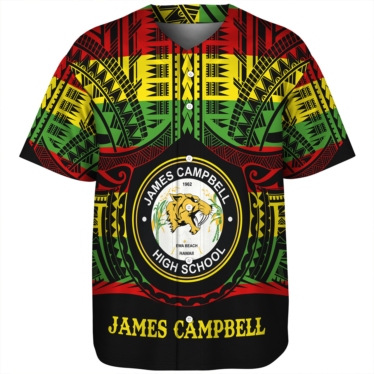 Hawaii Baseball Shirt James Campbell High School Reggae Color Polynesian