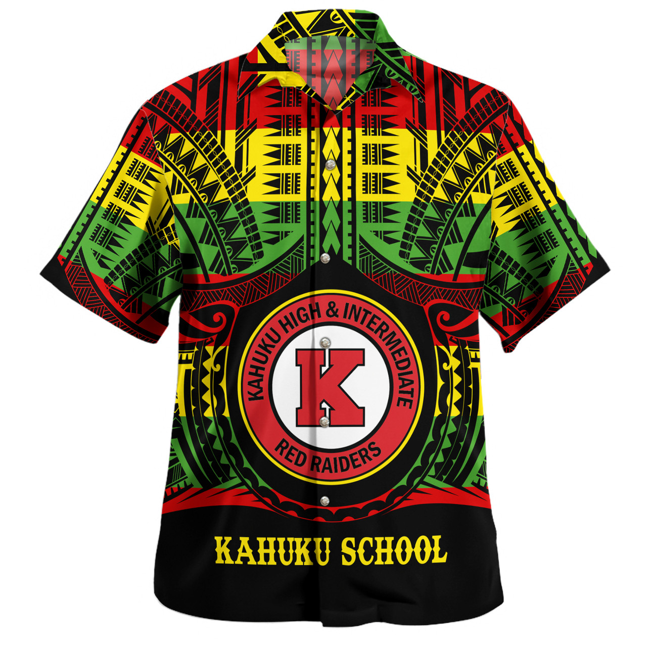 Hawaii Hawaiian Shirt Kahuku High & Intermediate School Reggae Color Polynesian