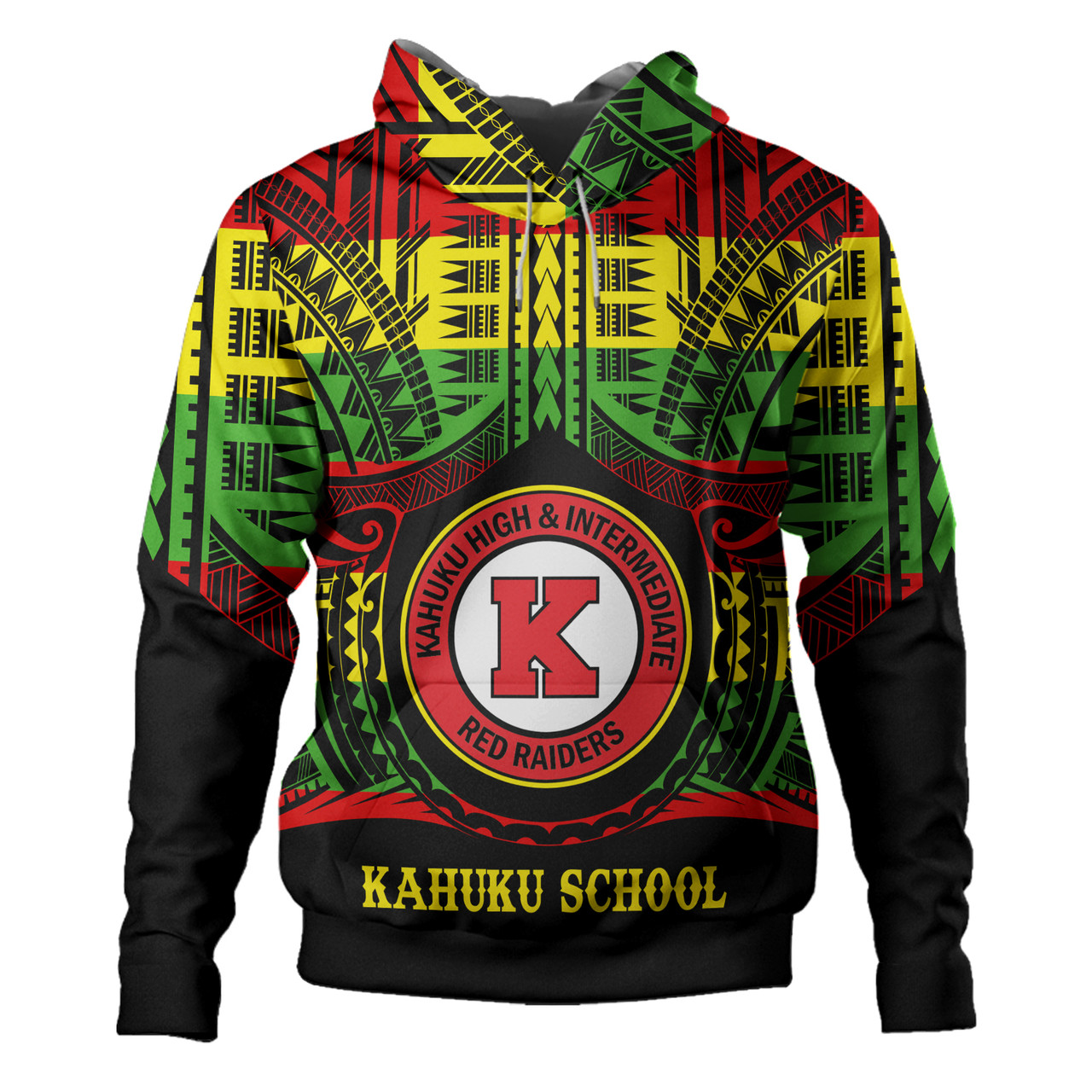 Hawaii Hoodie Kahuku High & Intermediate School Reggae Color Polynesian