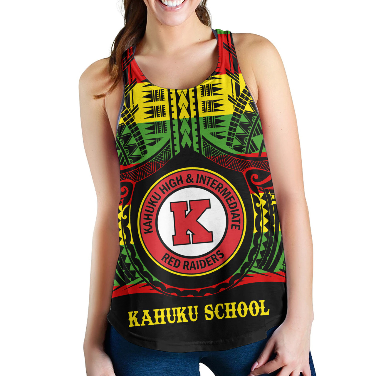 Hawaii Women Tank Kahuku High & Intermediate School Reggae Color Polynesian