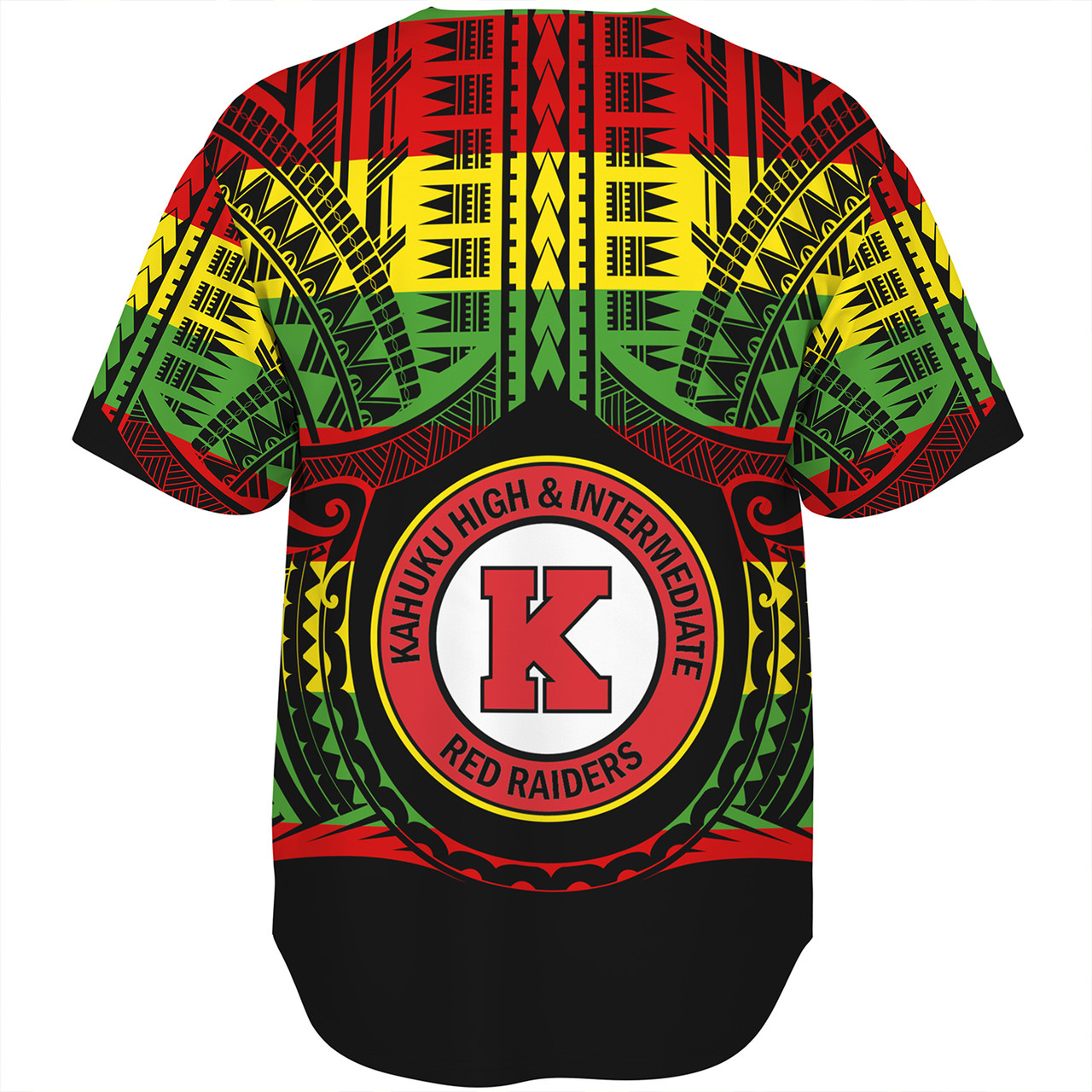 Hawaii Baseball Shirt Kahuku High & Intermediate School Reggae Color Polynesian