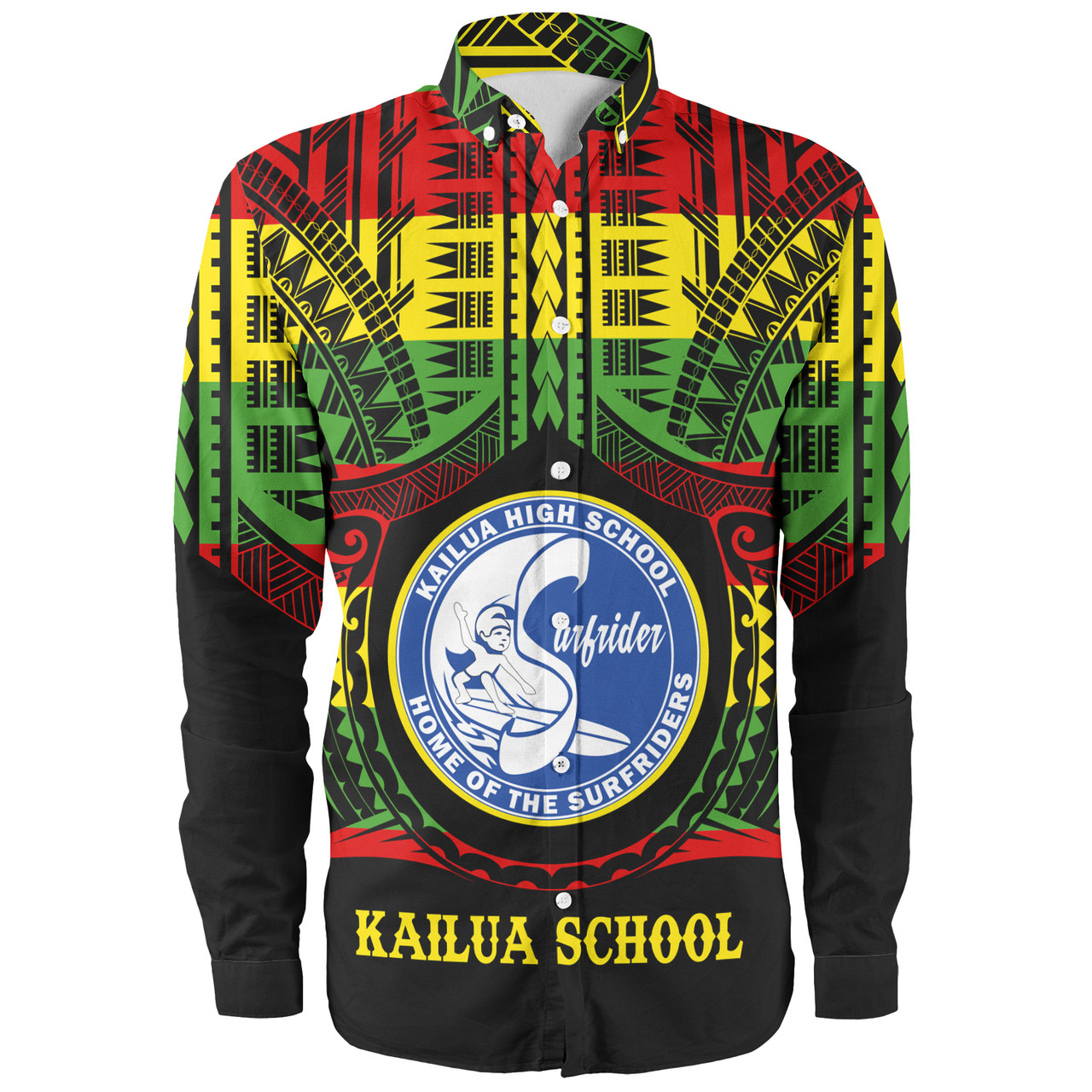 Hawaii Long Sleeve Shirt Kailua High School Reggae Color Polynesian