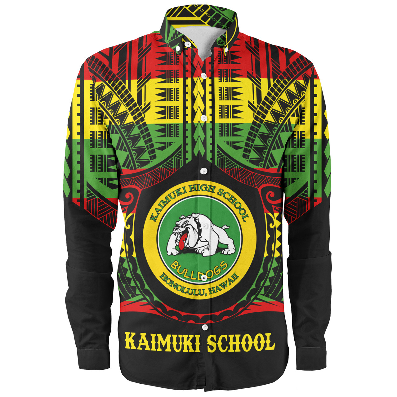 Hawaii Long Sleeve Shirt Kaimuki High School Reggae Color Polynesian