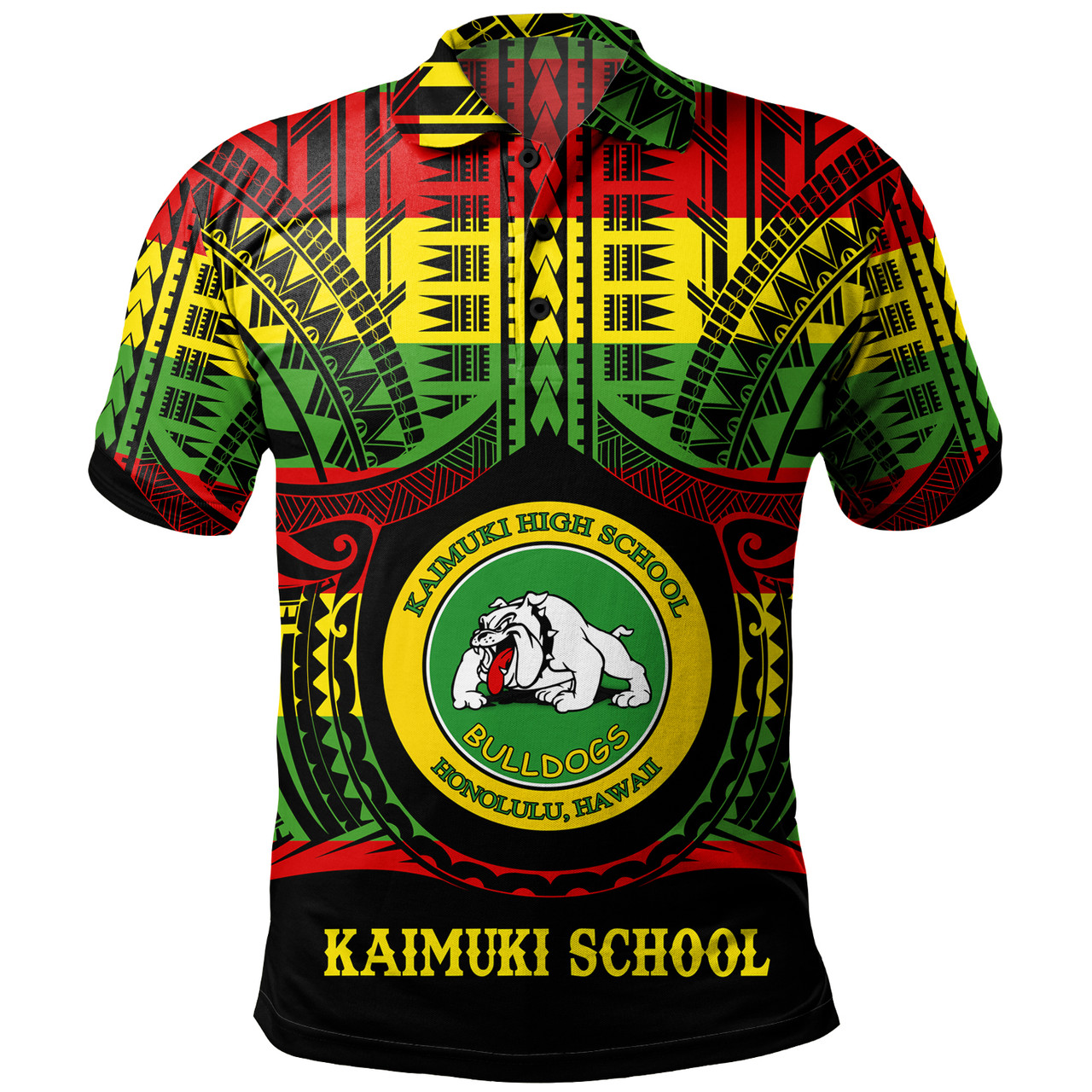 Hawaii Polo Shirt Kaimuki High School Reggae Color Polynesian