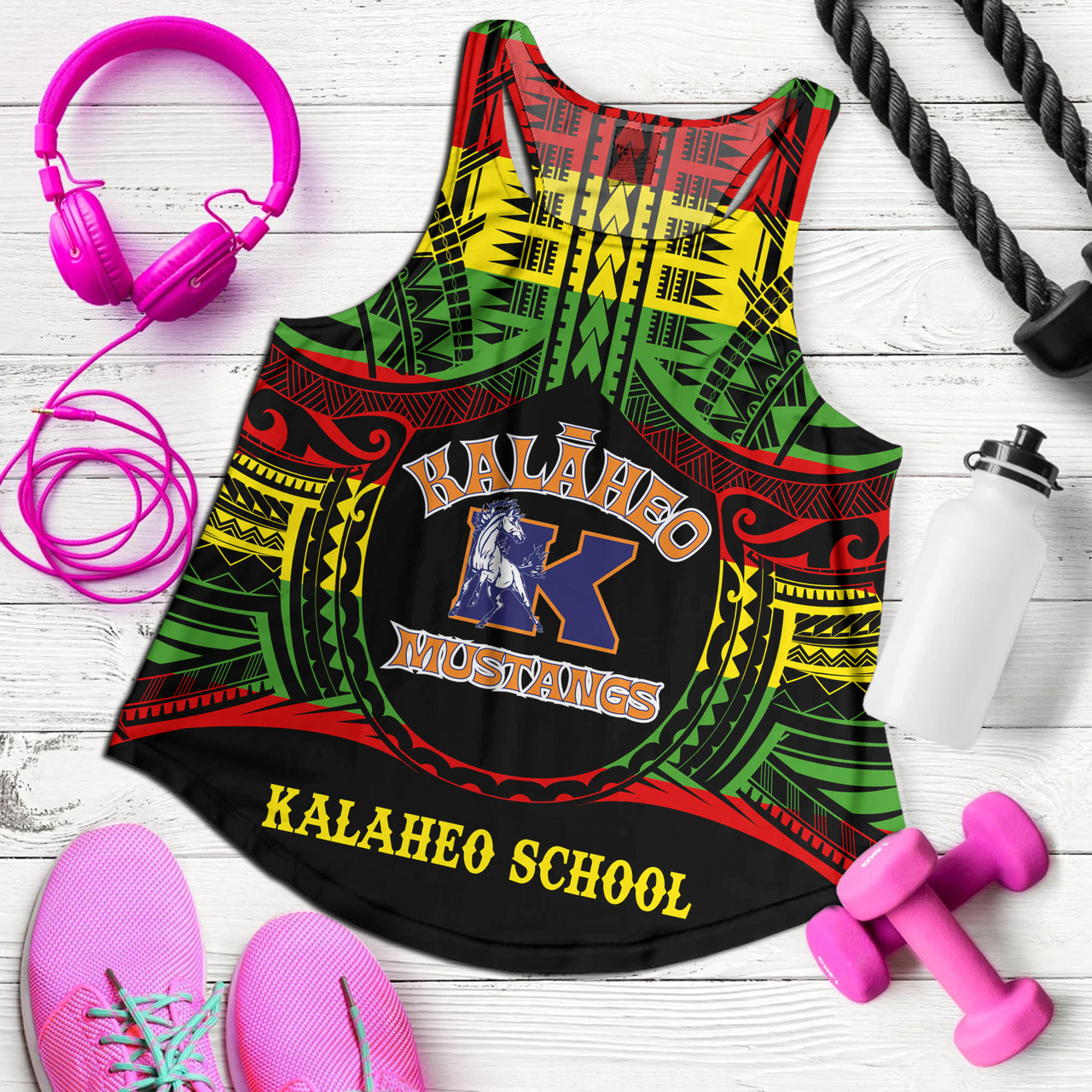 Hawaii Women Tank Kalaheo High School Reggae Color Polynesian