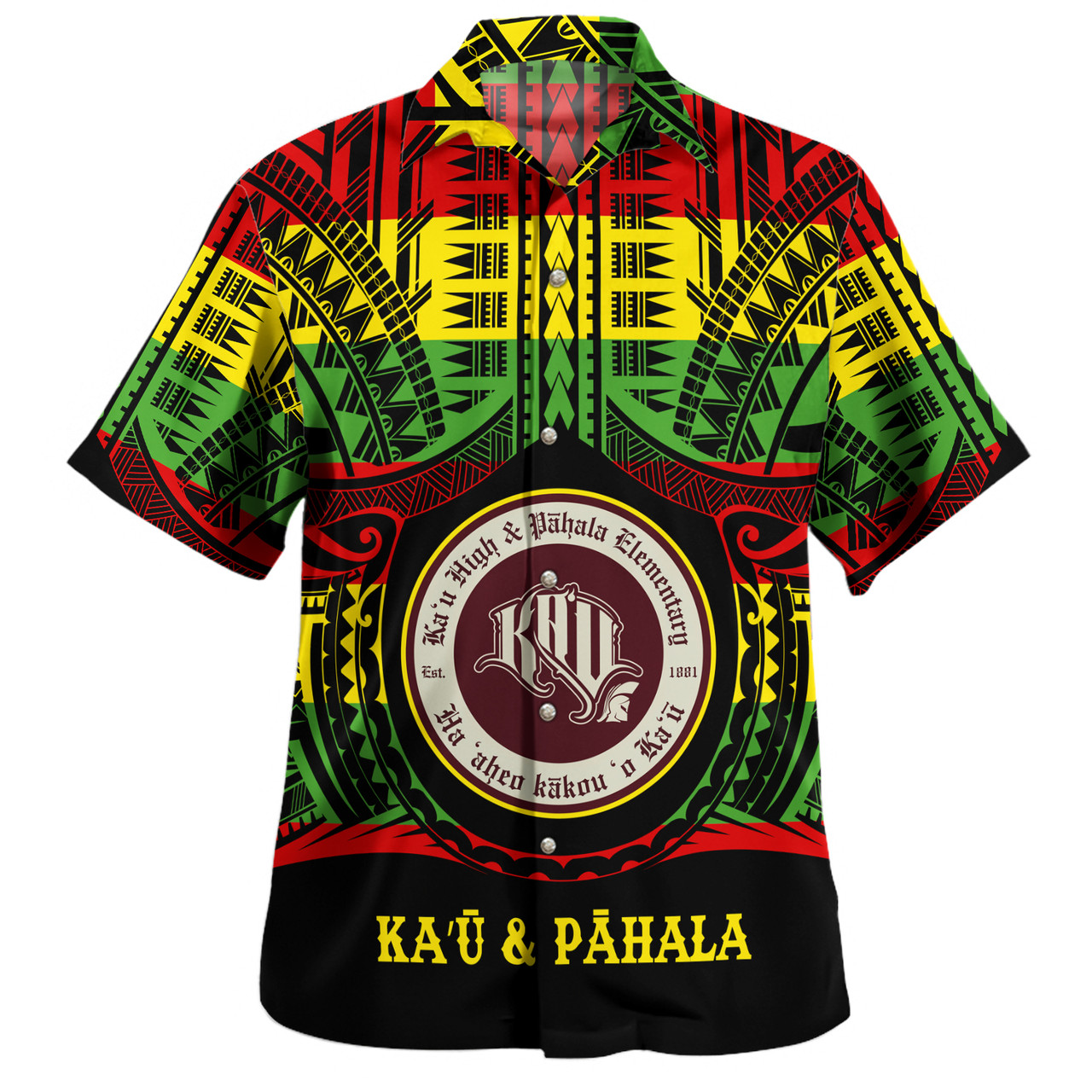 Hawaii Hawaiian Shirt Kaʻū High & Pāhala Elementary School Reggae Color Polynesian