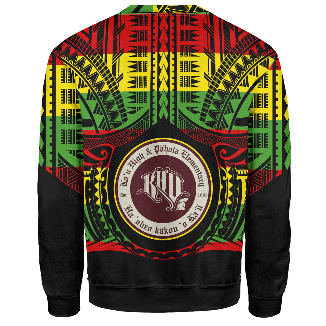 Hawaii Sweatshirt Kaʻū High & Pāhala Elementary School Reggae Color Polynesian