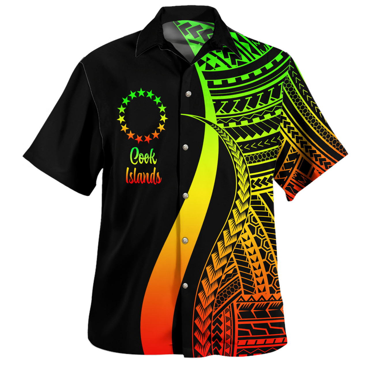 Cook Islands Custom Personalised Hawaiian Shirt Polynesian Tentacle Tribal Pattern