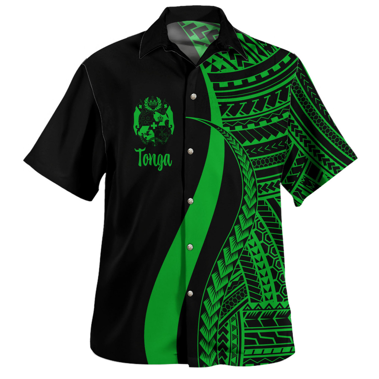 Tonga Custom Personalised Hawaiian Shirt Polynesian Tentacle Tribal Pattern