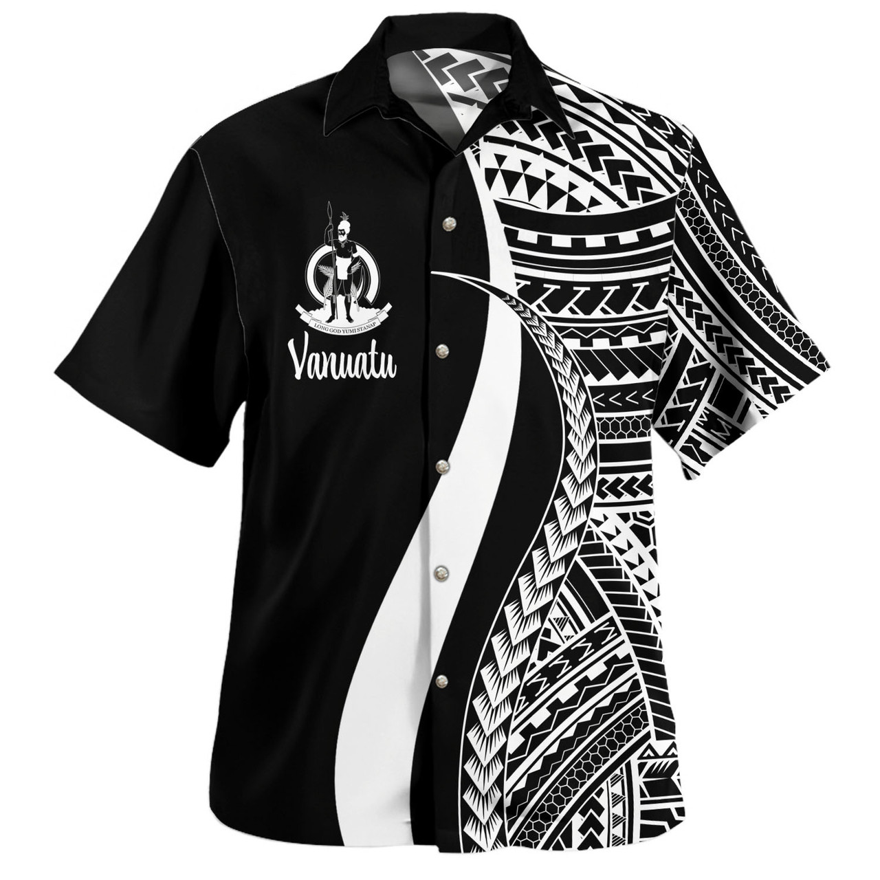 Vanuatu Custom Personalised Hawaiian Shirt Polynesian Tentacle Tribal Pattern