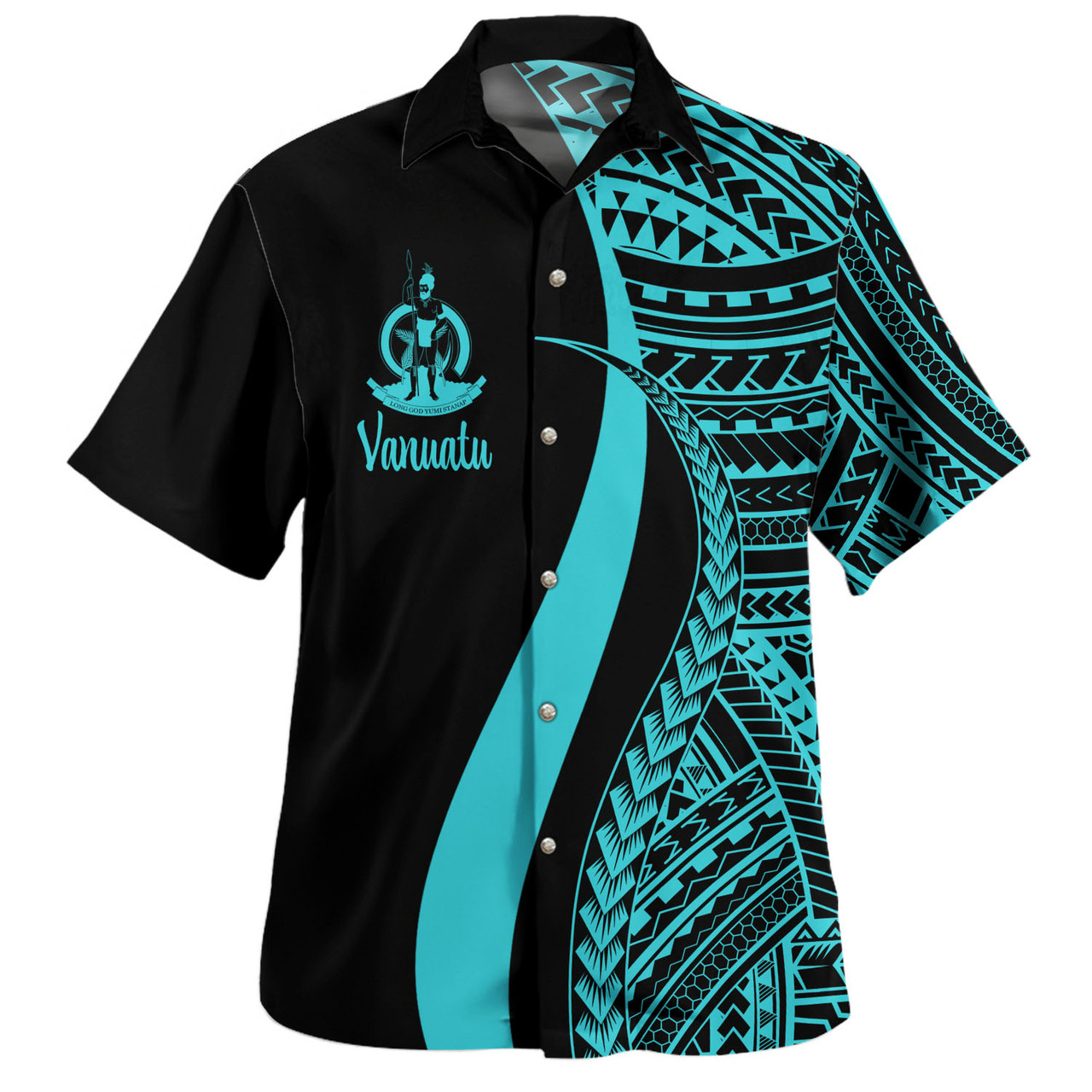 Vanuatu Custom Personalised Hawaiian Shirt Polynesian Tentacle Tribal Pattern