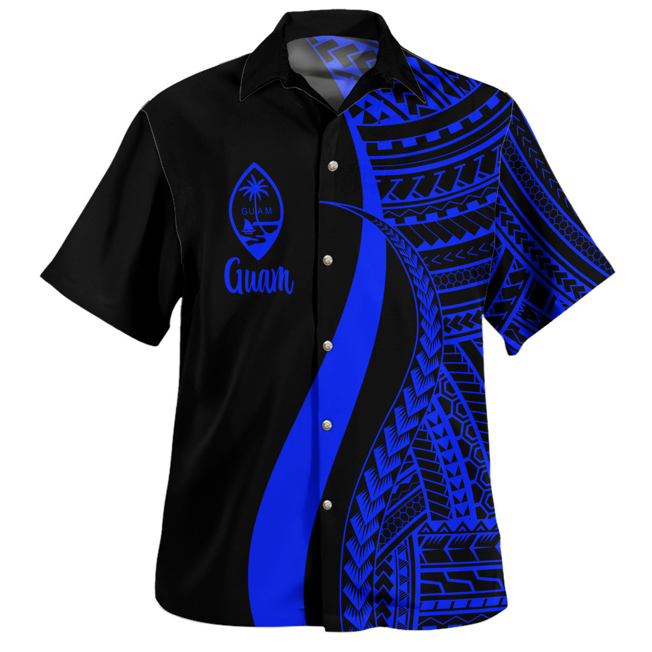 Guam Custom Personalised Hawaiian Shirt Polynesian Tentacle Tribal Pattern