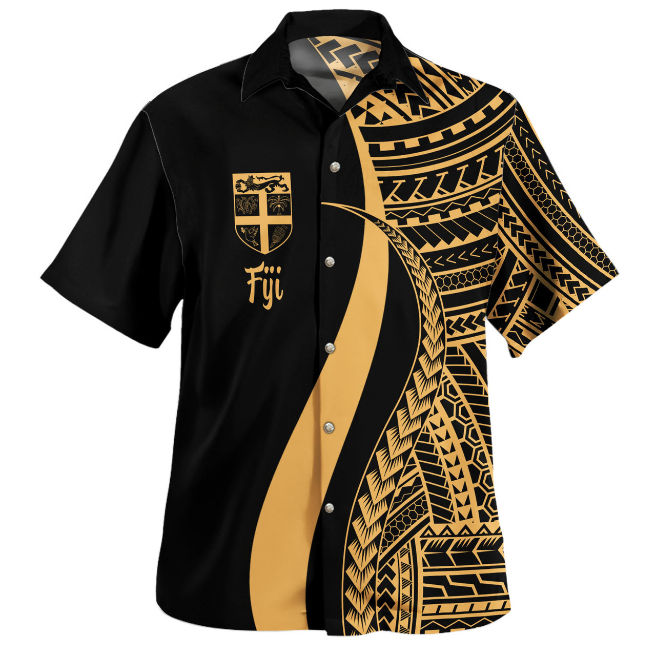 Fiji Custom Personalised Hawaiian Shirt Polynesian Tentacle Tribal Pattern