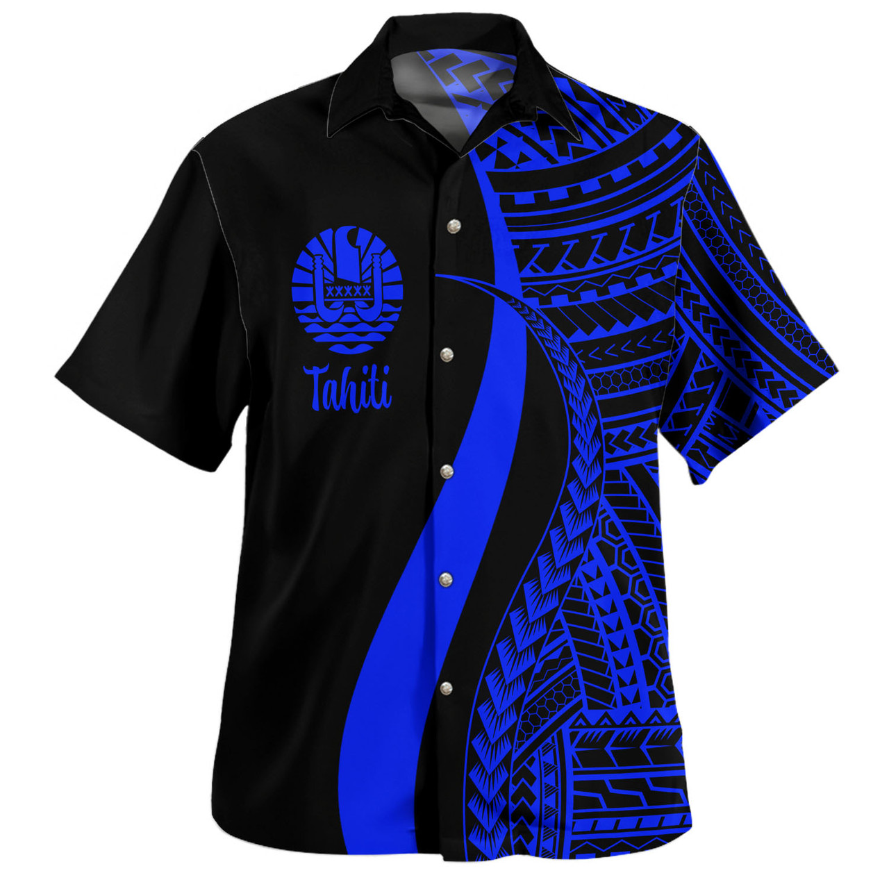 Tahiti Custom Personalised Hawaiian Shirt Polynesian Tentacle Tribal Pattern