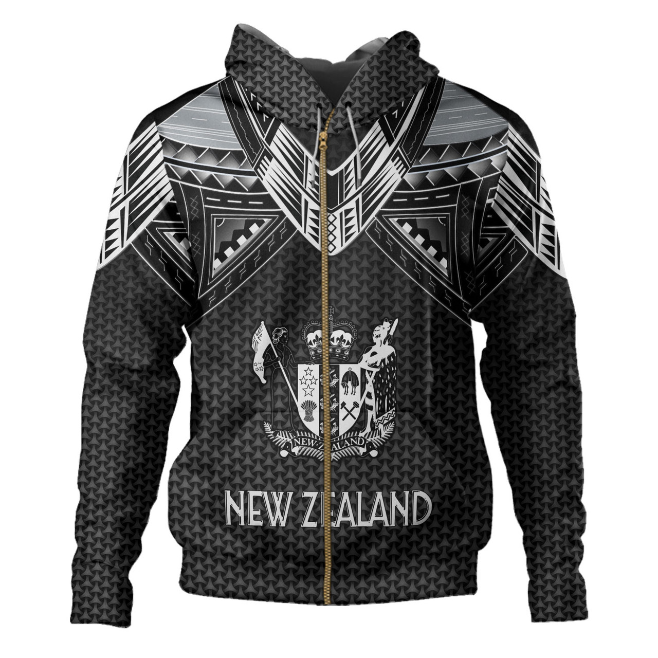 New Zealand Custom Personalised Hoodie Tribal Sun Traditional Patterns