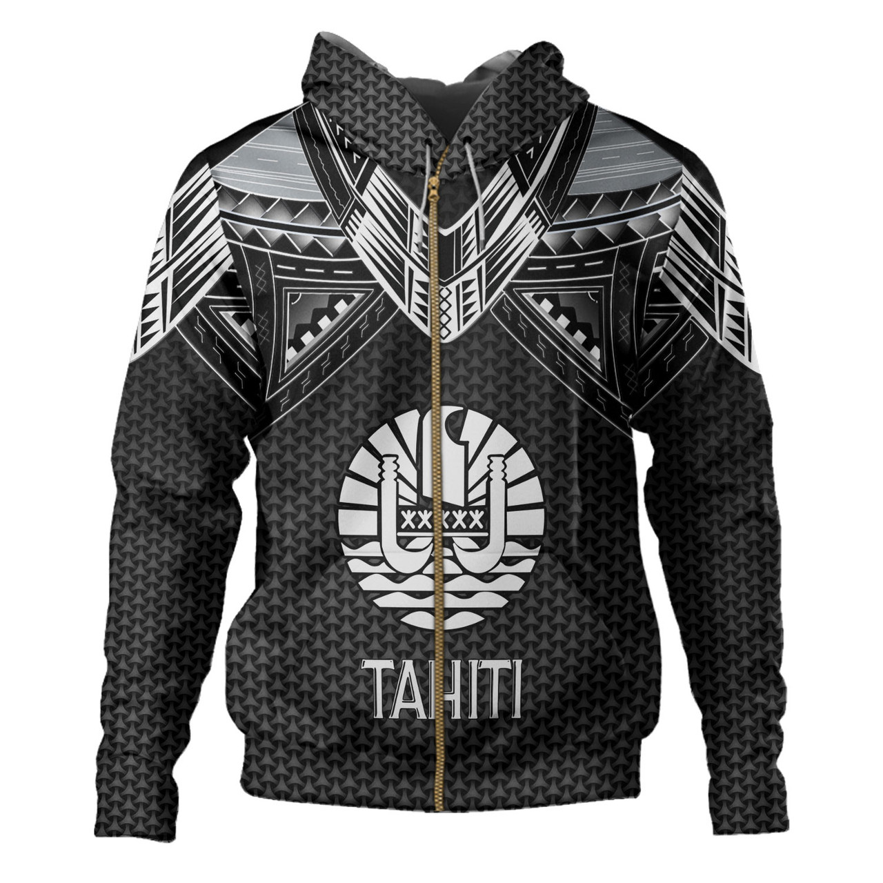 Tahiti Custom Personalised Hoodie Tribal Sun Traditional Patterns