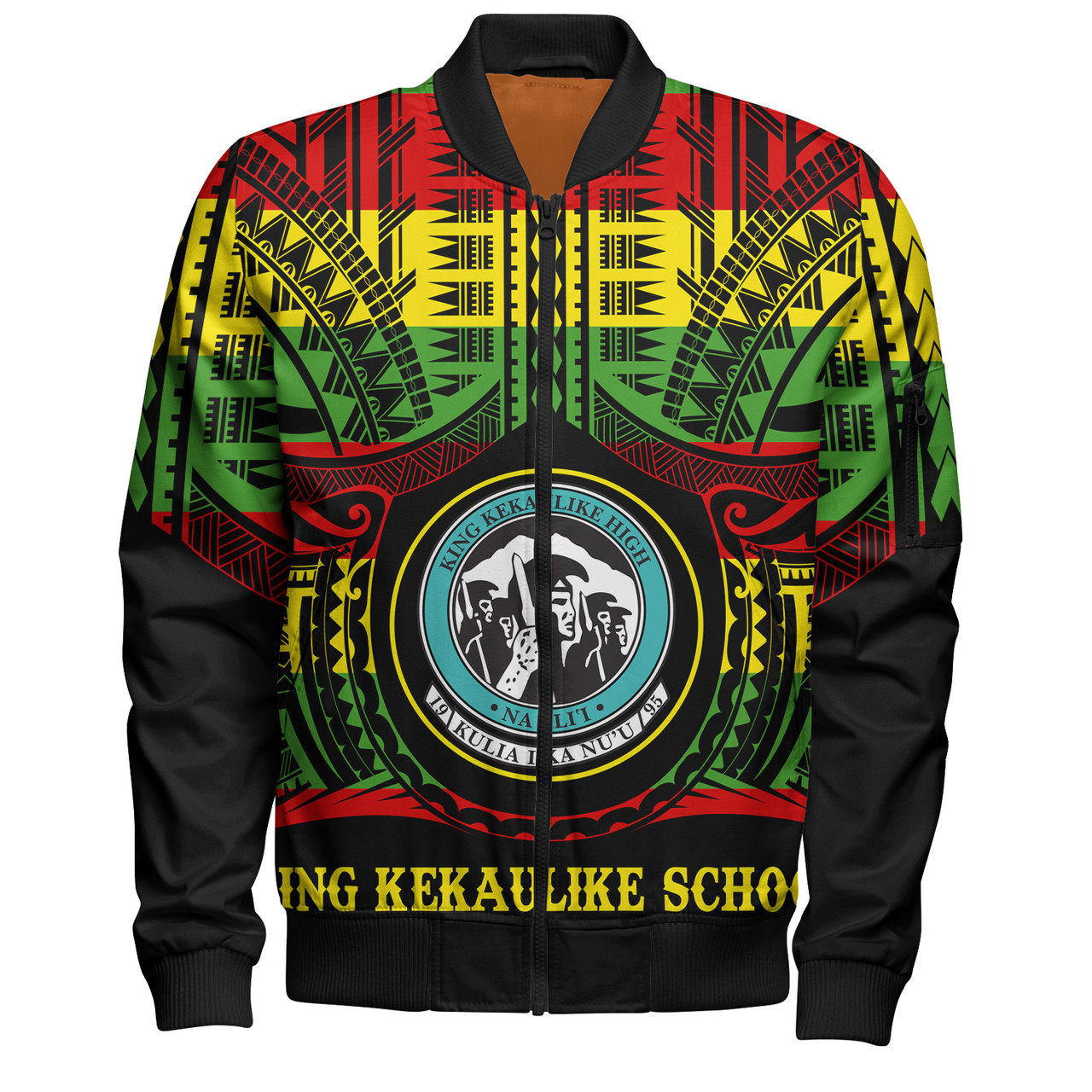 Hawaii Bomber Jacket King Kekaulike High School Reggae Color Polynesian